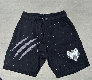 Open image in slideshow, Hyena Zone “Stitched-Up” Rhinestone Shorts
